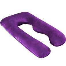 絲絨孕婦用U型長抱枕, 深紫色