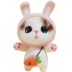 Hooni市集 DIY毛氈套組 貓咪 13兔子 鑰匙圈, 1套, 混合色