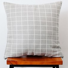 피쓰프리덤 모던 체크 인테리어 쿠션 솜포함, 그레이