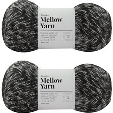 SLOWFLOW Mellow Yarn 編織線, 03 灰色 + 黑色, 2捆
