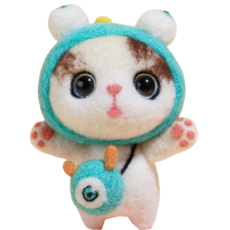 Hooni市集 DIY毛氈套組 貓咪 45外星人 鑰匙圈, 1套, 混合色