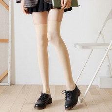 絲絨過膝長筒女士高爾夫襪, 膚色, 1個