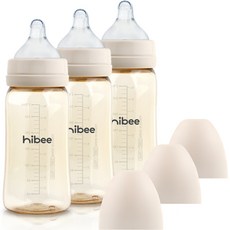 Hi-B PPSU 八彎嬰兒奶瓶 270ml 三聯裝帶奶嘴, 沙米色, 3入