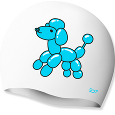 SD7 矽膠氣球鴨泳帽 SGL-CA328, 白色 + 藍色, 1個