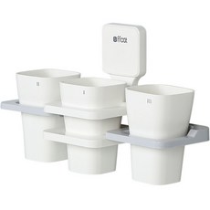 WINPRICE ffcat 旋轉漱口杯 3p + 支架 + 貼片貼紙套組, 白色, 1個