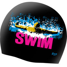 SD7 矽膠Swim Butterfly泳帽 SGL-CA345, 黑色(SGL-CA345)