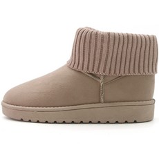 쥬시포올 여성용 니트 인조 가죽 숏 털 방한 부츠 RS-2N01