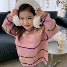AmbbKids 女童條紋針織彩色衛衣 CCV73GNT232