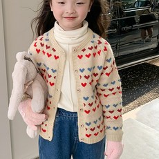 AmbbKids 女童心形針織開衫 CCV73GNT221