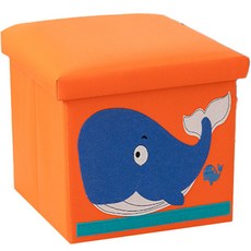 원더파파 접이식 자수 캐릭터 다용도 정리함, 고래 오렌지, 1개
