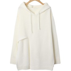 시크블랙 여성용 페보린 박시 트임 롱 후드 니트 cpnt4130k2b