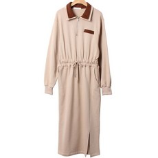 시크블랙 홉블신 코듀로이 스트링 카라 밴딩 롱 원피스 cpops8338k2b