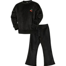 Uravi 女童天鵝絨羅紋大學T + 靴型內搭褲套裝