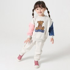 KIDSCOMO 童款小熊刷毛長袖套裝