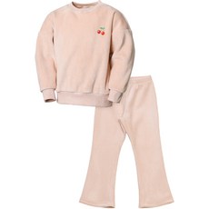 Uravi 女童絲絨坑條大學T + 靴型內搭褲套裝