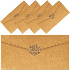 Young Art Cherish 蠟質郵票感謝零用錢信封, 金色, 5個