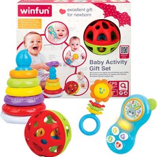 winfun 嬰兒活動感官發展玩具4件組禮盒, 混合顏色