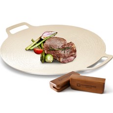 WAGENSTEIGER 電磁爐陶瓷烤盤 象牙白 + 木質手柄 2入, 36cm