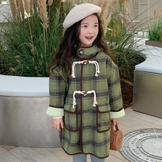 AmbbKids 女童波西米亞格紋皮草大衣 CCV73GCT227