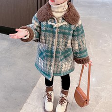 女童款Becoming格紋毛絨大衣 CCV72GCT147