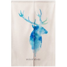 Witherhome簡約水藍色門簾, 麋鹿