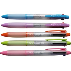 PLEPIC 4種學校多功能原子筆 5種組, 藍、綠、橙、粉、紫, 1套