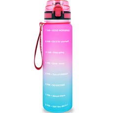 QUIFIT 彩色刻度運動水壺, 粉藍, 1L