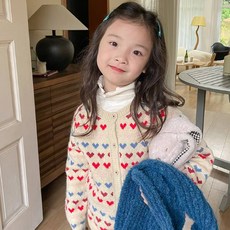 AmbbKids 女童心形針織開衫 CCV73GNT221