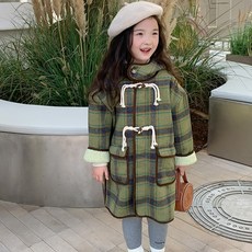 AmbbKids 女童波西米亞格紋皮草大衣 CCV73GCT227