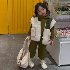 兒童撞色亮點羊羔絨背心 CCV73GVT178