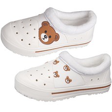 SUPERCOMET 兒童冬季超輕量EVA雙層防滑小熊圖案保暖毛絨室內拖鞋 wt705