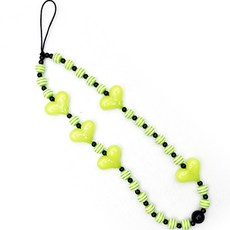 워너프 비즈 러블리 휴대폰 스트랩, 하트 그린, 1개