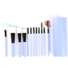 더벨라 페이스 메이크업 파우더 브러쉬 12종 세트 + 케이스, 1개, 블루