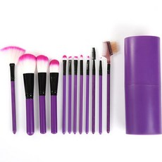 The Bella 臉部彩妝蜜粉刷12件組 + 刷具包, 1個, 紫色