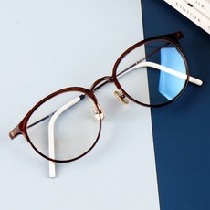 BEIMA 抗紫外線抗藍光鏡片+圓形 002 粗框鈦金屬眼鏡框 5g 超輕量