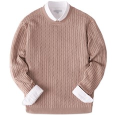 디엘크리 남성용 까슬거림X 꽈배기 캐시 라운드 니트 티셔츠