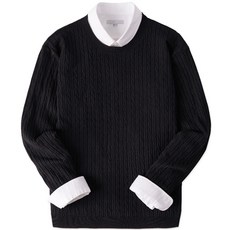 디엘크리 남성용 까슬거림X 꽈배기 캐시 라운드 니트 티셔츠