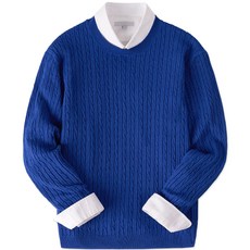 DIELCRI 男款不刺癢麻花羊絨感圓領針織衫