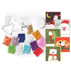 시드비즈마스크줄 만들기 미니 세트 + 해피크리스마스 카드 5p 세트, 혼합색상(마스크줄만들기), 랜덤발송(카드), 1세트