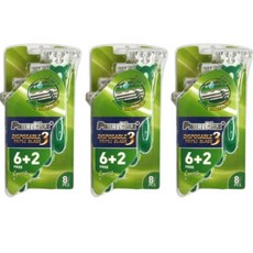 미빌 PearlMax 3단 블레이드 일회용 면도기 그린, 3개, 8개입