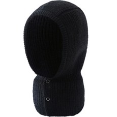 SOFTHOLIC 針織巴拉克拉瓦連帽圍脖, 純黑色, 1個