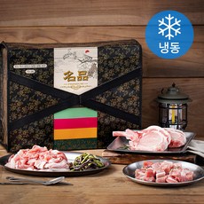제직증명 제주 흑돼지 캠핑 뒷대리 찌개용 350g + 뒷다리 불고기용 350g + 돈마호크 구이용 500g + 제주마미 비온뒤 고사리 200g 선물세트 (냉동), 1세트