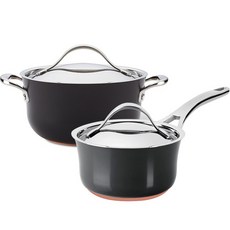 ANOLON Arnolon電磁爐適用Nouvelle Copper Luxe Onyx鍋具組 2件, 單水壺16cm+正水壺20cm, 單色