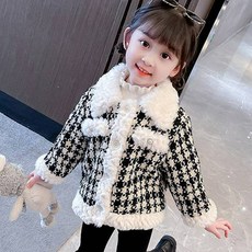 女童款配色格紋毛絨夾克 CCV72GJK151