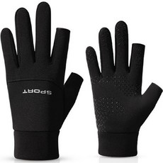 Sponine 內刷毛智慧型手機觸控防寒登山露指手套, 黑色, 1個