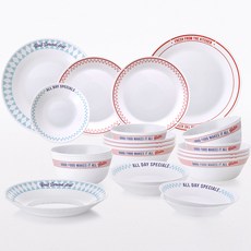 Corelle Brands 康寧餐具 Pyrex 乳白玻璃6人份碗盤組, 飯碗 6p + 湯碗 6p + 個人盤 6p + 小盤 3p + 中盤 2p + 大盤 + 湯匙筷架 6p, 美食餐館