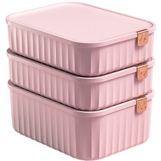 DOSell 附蓋多用途隔層內衣襪子收納盒 1格 + 10格 + 15格 3件組, 粉紅色, 1套