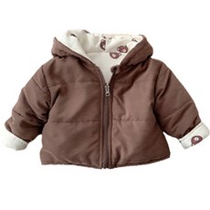 JOYMULTI 童款小熊圖案絎縫雙面連帽外套