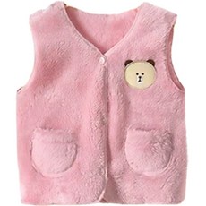 엠케이 유아용 단색 베어 심플 퍼 보온 수면조끼