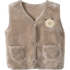 JOYMULTI 童款小熊圖案柔軟刷毛背心